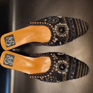 Women's Beaded Black Mules NWOT